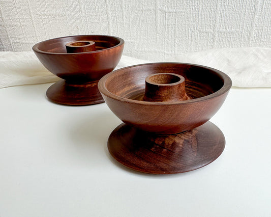 Pair of Wooden Candle Holders