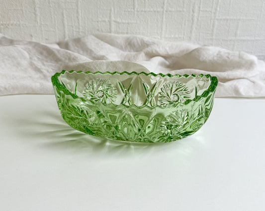 Vintage Art Deco Green Glass Bowl