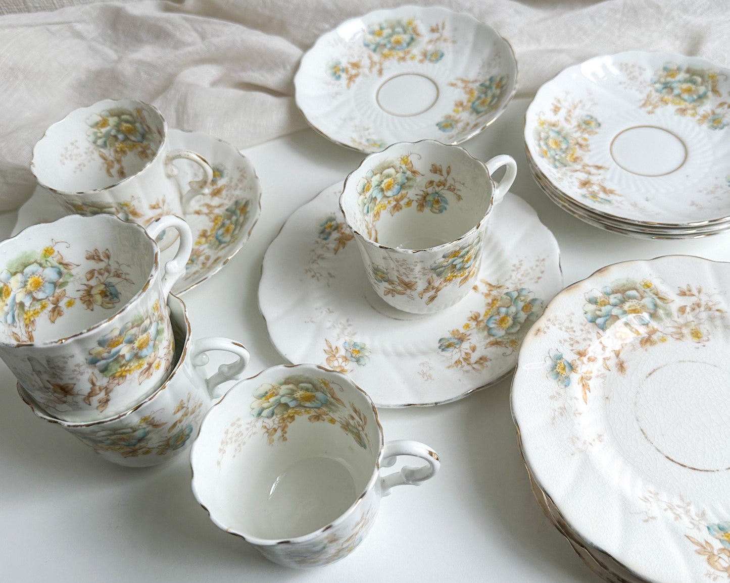 Antique Tea Trio with Damage