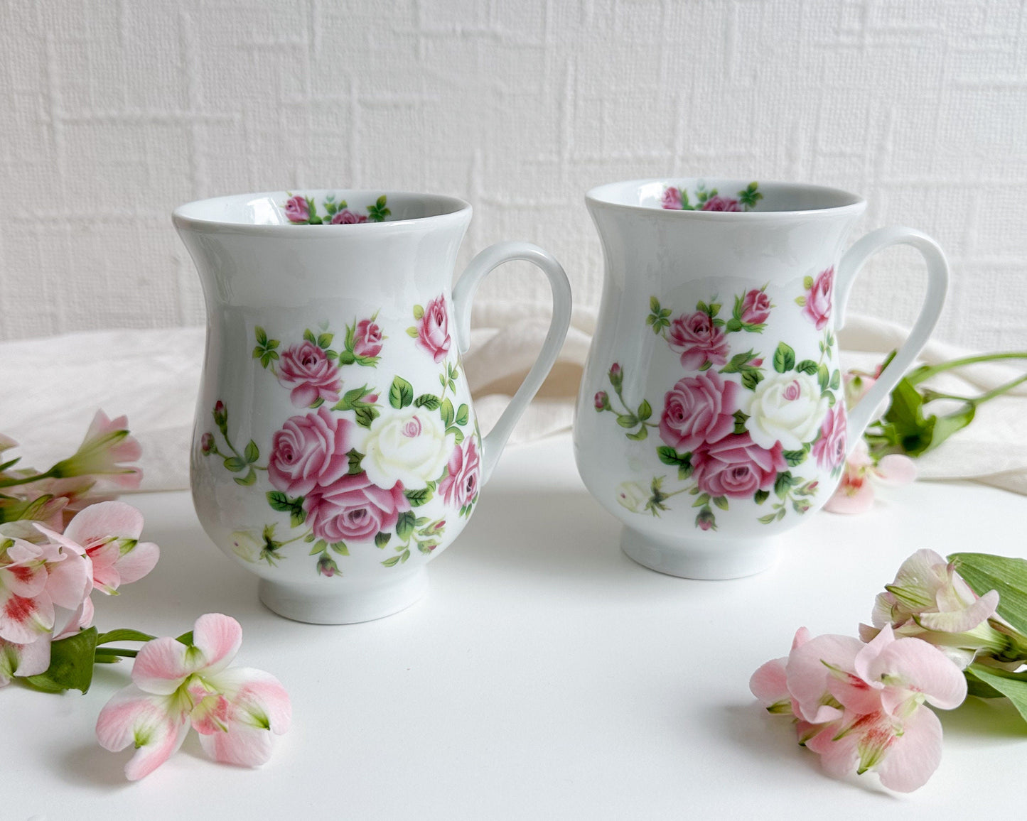 Pair of Vintage Floral Mugs