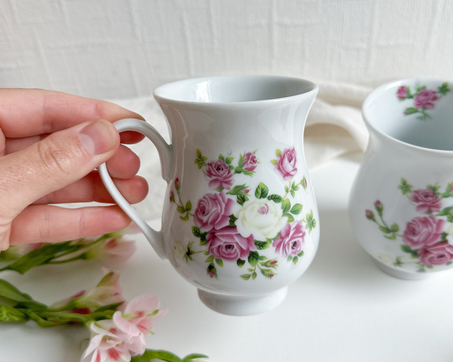 Pair of Vintage Floral Mugs